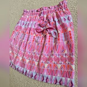 🌈XXI Contemporary Elastic Waistband Self Tie Front Funky Printed Lined Skirt